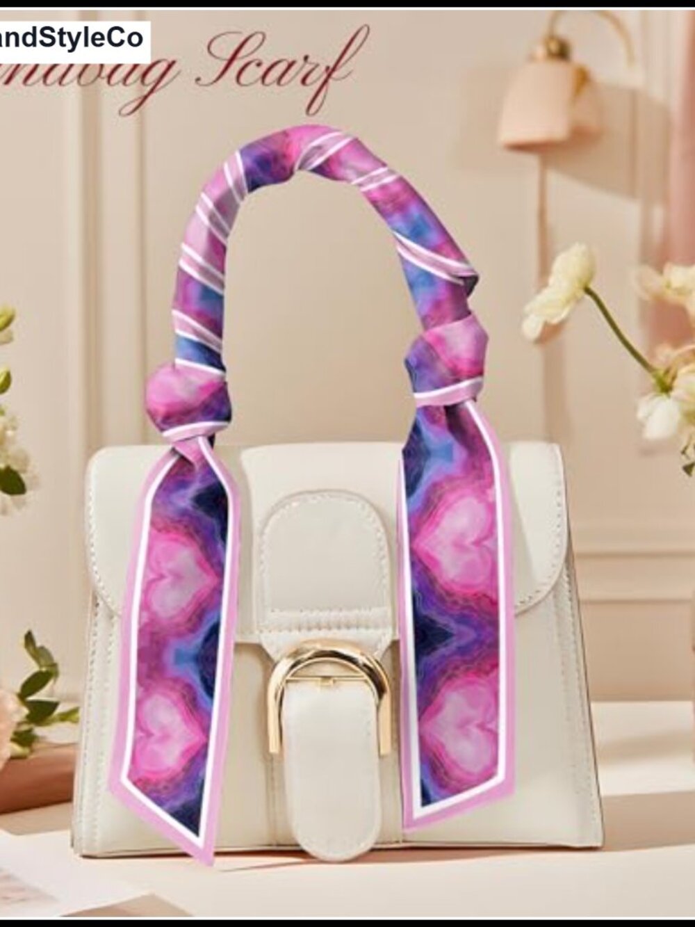 Silk Feeling Satin Scarf Long Thin Fashion Hair Neck Scarf Handbag Decoration - Picture 6 of 6